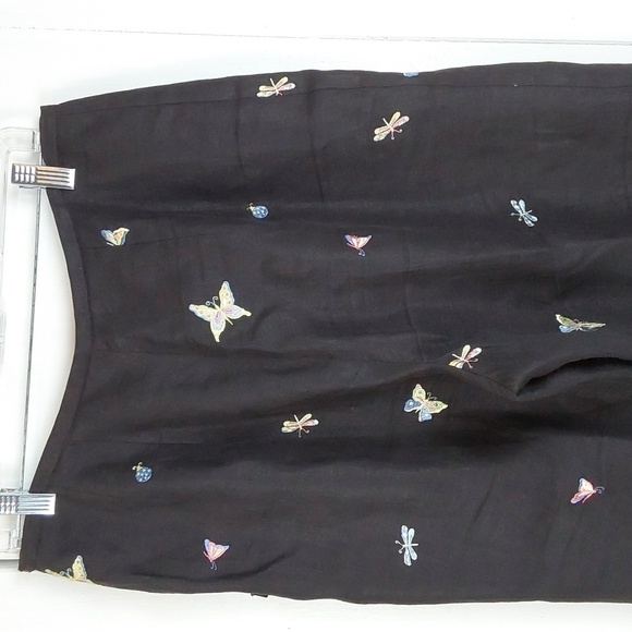 Talbots Irish Linen Black Trousers Novelty Bug/butterfly Embellish Pants Sz.12 - Picture 10 of 16